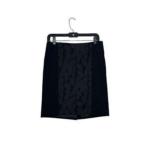 LOFT Ann Taylor Womens Black Floral Lace Skirt Size 4